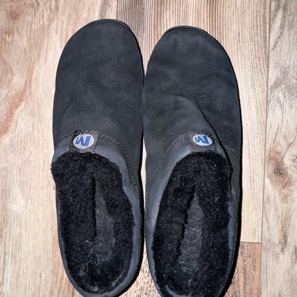 Merrell Shoes - Merrell Womens Sz 10 Shoes Loafer Primo Chill Slide Black Leather Faux Fur Lined